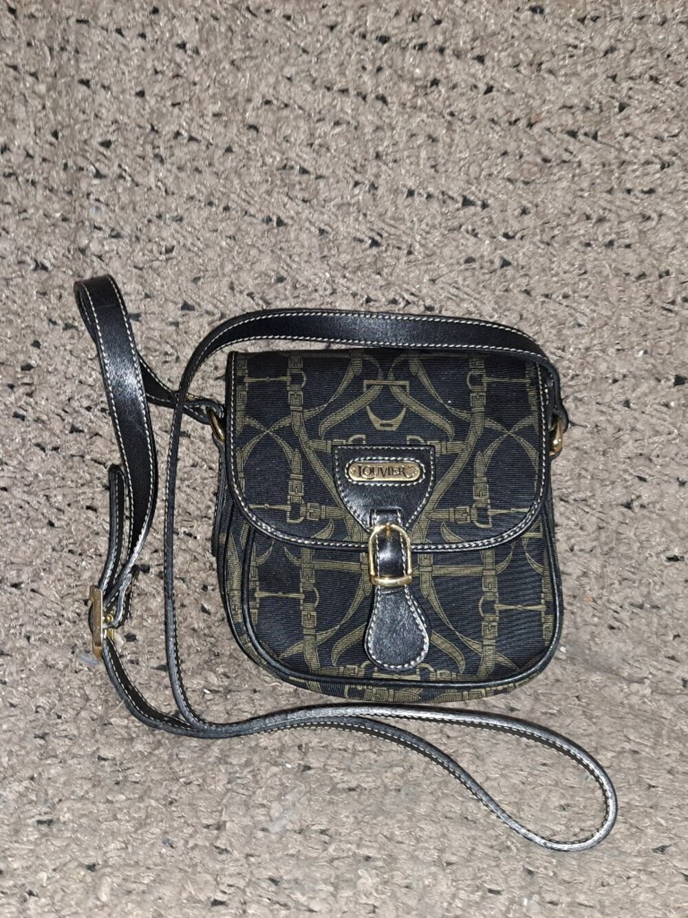 LOUVIER-Paris-Vintage Monogram Canvas-Leather Strap Shoulder Crossbody-Excellent